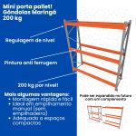 Mini porta pallet 200 kg por nivel inicial + continuação com 5 niveis preto com MDF Cru