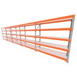 Mini porta pallet 200 kg por nivel inicial +4 continuação com 5 niveis laranja com MDF Branco
