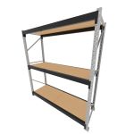 Mini porta pallet 200 kg por nivel inicial com 3 niveis preto com MDF Cru
