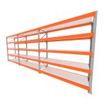 Mini porta pallet 200 kg por nivel inicial +2 continuação com 5 niveis laranja com MDF Branco