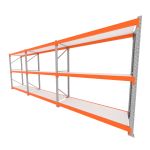 Mini porta pallet 200 kg por nivel inicial +2 continuação com 3 niveis laranja com MDF Branco