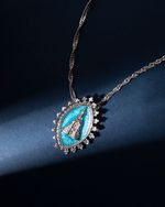 Pingente Nossa Senhora Aparecida, com Esmalte - Turquesa