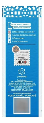 Café Torrado e Moído Descafeinado 3 Corações 250g