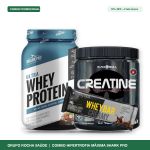 Combo Hipertrofia Whey Shark Pro 26g Creatina Barra 38g