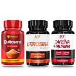 Kit Quitosana 60Caps L Tirosina Cafeina Taurina V7 Energy