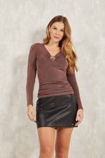 BLUSA MANGA LONGA COM FRANZIDO