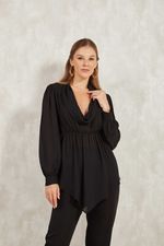 BLUSA DEGADE MANGA LONGA COM BARRA ASSIMETRICA