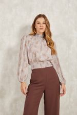 BLUSA MANGA PUFF LONGA COM GOLA ALTA