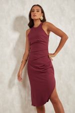 VESTIDO MIDI HALTER COM DRAPEADO