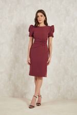 VESTIDO MIDI COM PASSANTE ABAULDADO