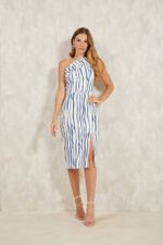 VESTIDO MIDI MANGA UNICA COM DECOTE DRAPEADO