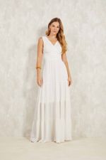 VESTIDO LONGO COM PREGAS