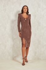 VESTIDO MIDI DENDA COM DETALHE