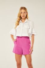 BLUSA CROPPED MANGA BABADO