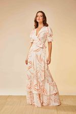 VESTIDO LONGO MANGA BABADOS