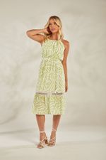 VESTIDO MIDI DETALHE GUIPIR NO BABADO