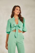 BLUSA MANGA LONGA COM LACO AMARRAR