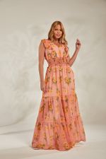 VESTIDO LONGO COM BABADO