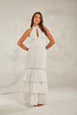 VESTIDO LONGO DE BABADO