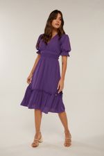 VESTIDO DECOTE V COM MANGA BALONE