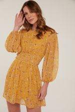 VESTIDO CURTO MANGA LONGA COM BARRADO