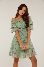 VESTIDO CURTO COM LASTEX E RENDA