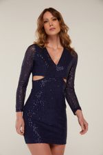 VESTIDO CURTO BRILHO COM FENDA