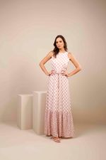 VESTIDO LONGO 2 CORES FAIXA AMARRAR