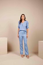 BLUSA GOLA V 3/4 BOTÂO FRENTE