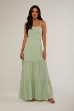 VESTIDO LONGO COM BABADO COSTA