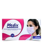 Máscara Rosa Medix com 50 Unidades