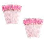 Kit 100 Escovinhas Cílios e Sobrancelhas Glitter - Rosa