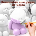 Urso Ursinho em Gesso 5cm Bichinho DIY para Lembrancinha Festa Crianças Chá de Bebê