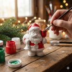 Peça em Gesso Papai Noel Com Sino 6cm Decoração de Natal DIY