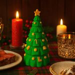 Árvore de Natal em Gesso 18cm Decorada Peça Grande para Artesanato e Decoração Natalina