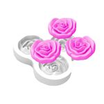 Molde de Silicone 3 Rosas Abertas para Toppers, Velas e Lembrancinhas de Luxo
