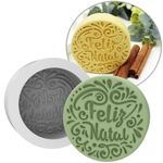 Molde de Silicone Medalhão Feliz Natal Redonda