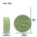 Molde de Silicone Medalhão Feliz Natal Redonda