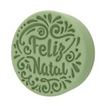 Molde de Silicone Medalhão Feliz Natal Redonda