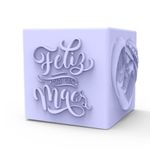 Forma de Silicone Feliz dia das Mães Cubo Vela Coração Branco