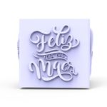 Forma de Silicone Feliz dia das Mães Cubo Vela Coração Branco