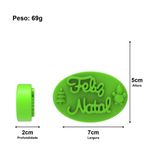 Molde de Silicone Feliz Natal Oval com Pinheiro e Boneco de Neve