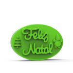 Molde de Silicone Feliz Natal Oval com Pinheiro e Boneco de Neve