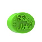 Molde de Silicone Feliz Natal Oval com Pinheiro e Boneco de Neve