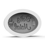 Molde de Silicone Feliz Natal Oval com Pinheiro e Boneco de Neve