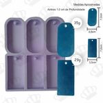 Molde de Silicone 6 Pingentes Mini Oval/Retangular