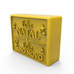 Molde de Silicone Quadrada Feliz Natal e Feliz Ano Novo