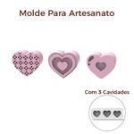 Molde de Silicone Coração 3 Cavidades