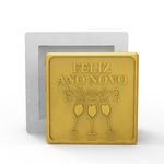 Molde de Silicone Quadrada Feliz Ano Novo Taças C/ Borda