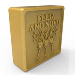 Molde de Silicone Quadrada Feliz Ano Novo Taças C/ Borda